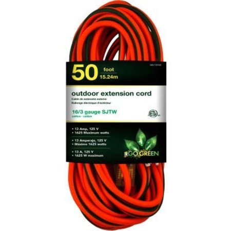 GOGREEN GoGreen Power, , 50 Ft Extension Cord - Orange/Green GG-13750